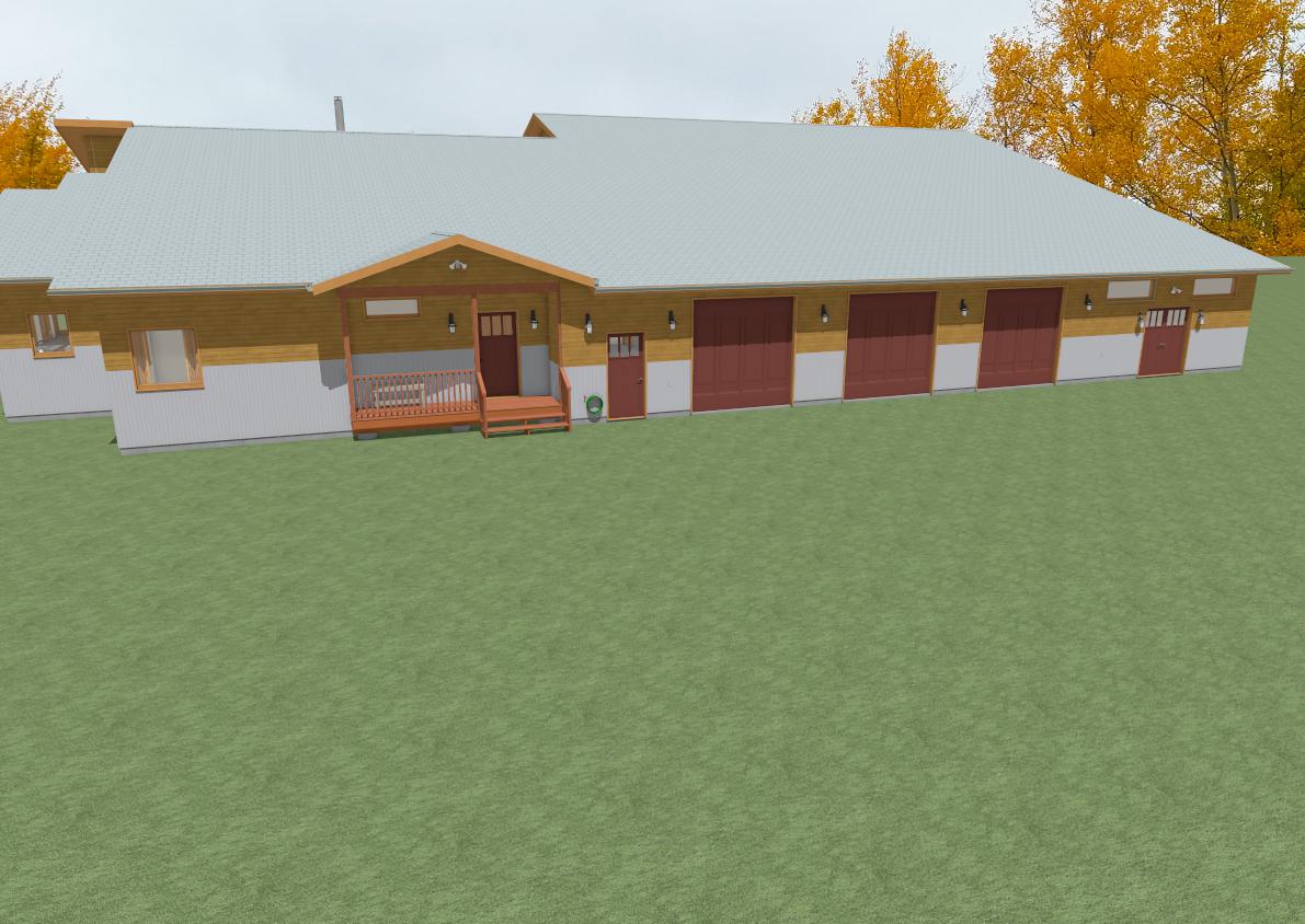 Barndominium 3D exterior render
